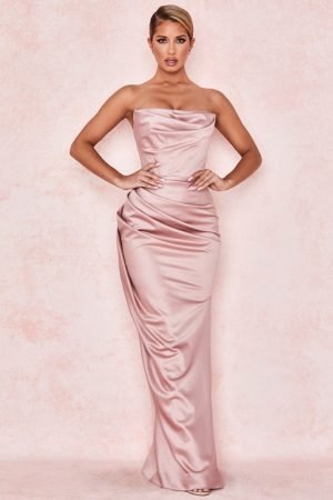 Adrienne Blush Satin Strapless Gown