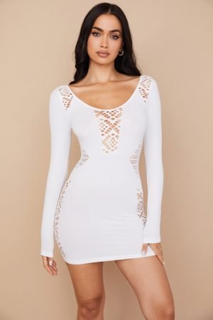 Alana White Stretch Knit Mini Dress - SALE